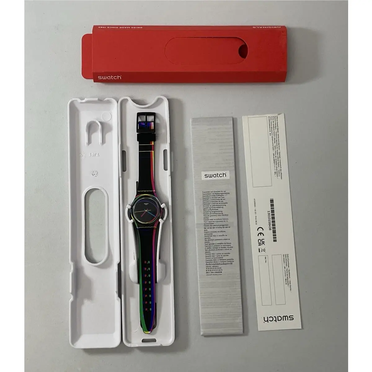 Red Shore GB333 Black Multicolor 34mm Swiss Made Quartz by Swatch