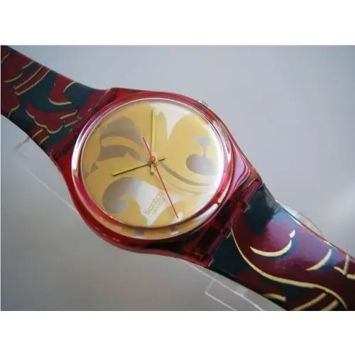 Colorful Red Gold Fleur-de-lis  Nib-rare by Swatch