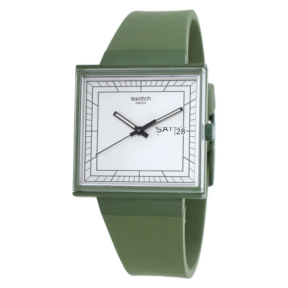 Swatch What If…green Quartz White Dial Unisex Watch SO34G700