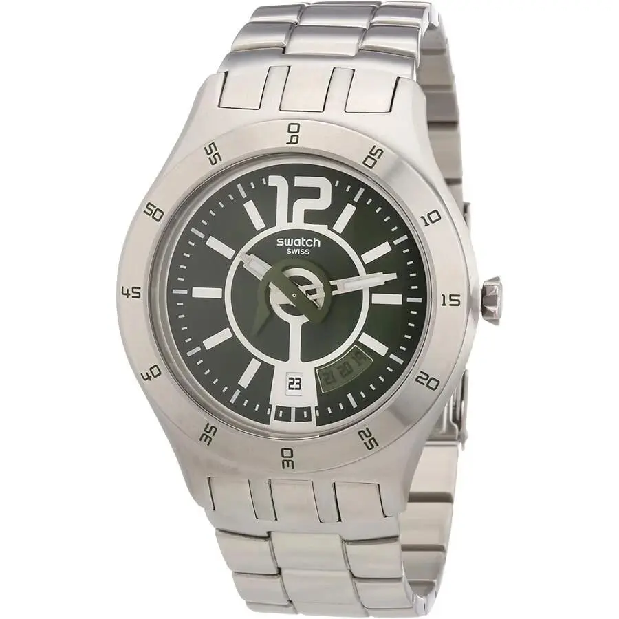 Swiss Men`s In A Green Mode Green Dial Stainless Steel Watch YTS407G by Swatch