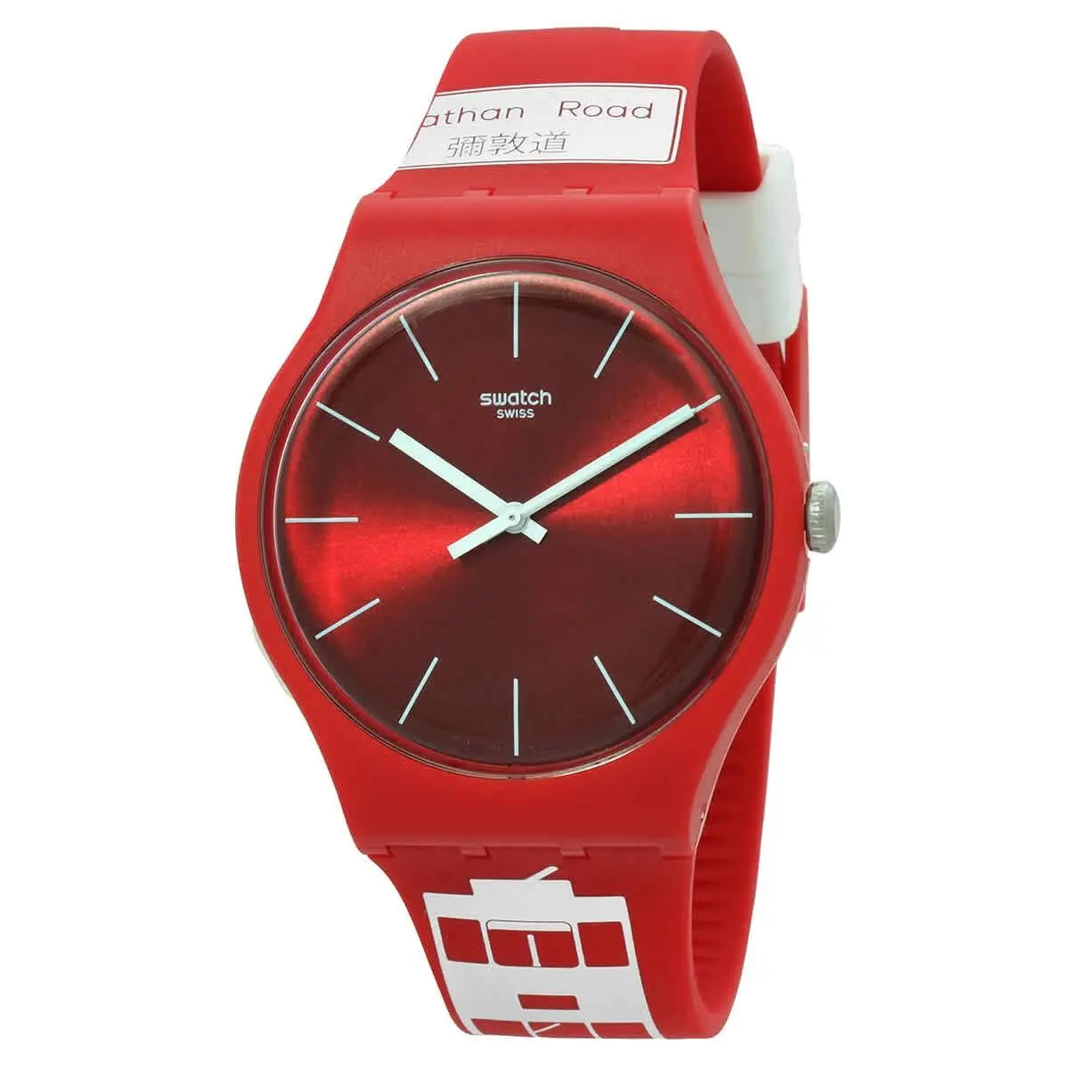 Flower Bay Quartz Red Dial Unisex Watch SUOZ232 by Swatch
