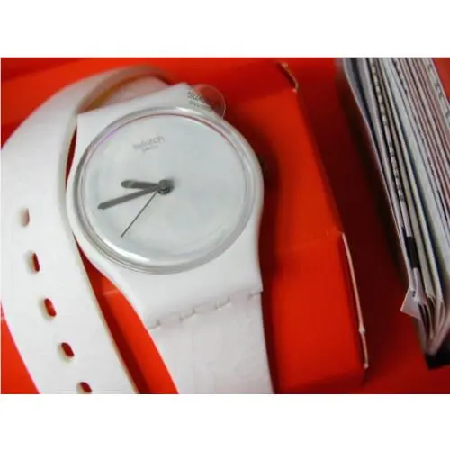 Sangallo White Ladies  w Double Wrap Embossed Silicone Strap Nib-rare by Swatch