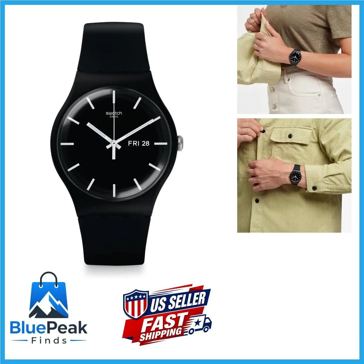 Swatch Gent Biosourced Unisex Watch Casual Plastic Black Quartz Waterproof Mono