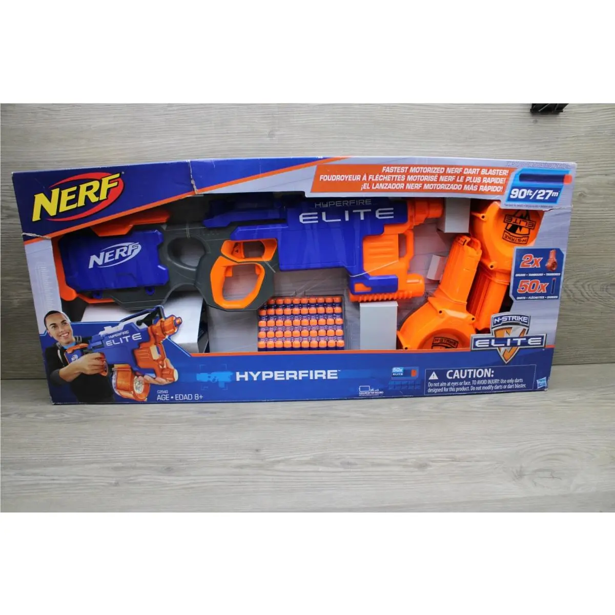 Nerf N-strike Hyperfire Elite Blaster 50 Darts 2 Drums Motorized C2540