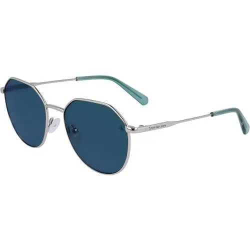 Jeans CKJ-23201S 040 Silver Sunglasses with Green Lenses by Calvin Klein