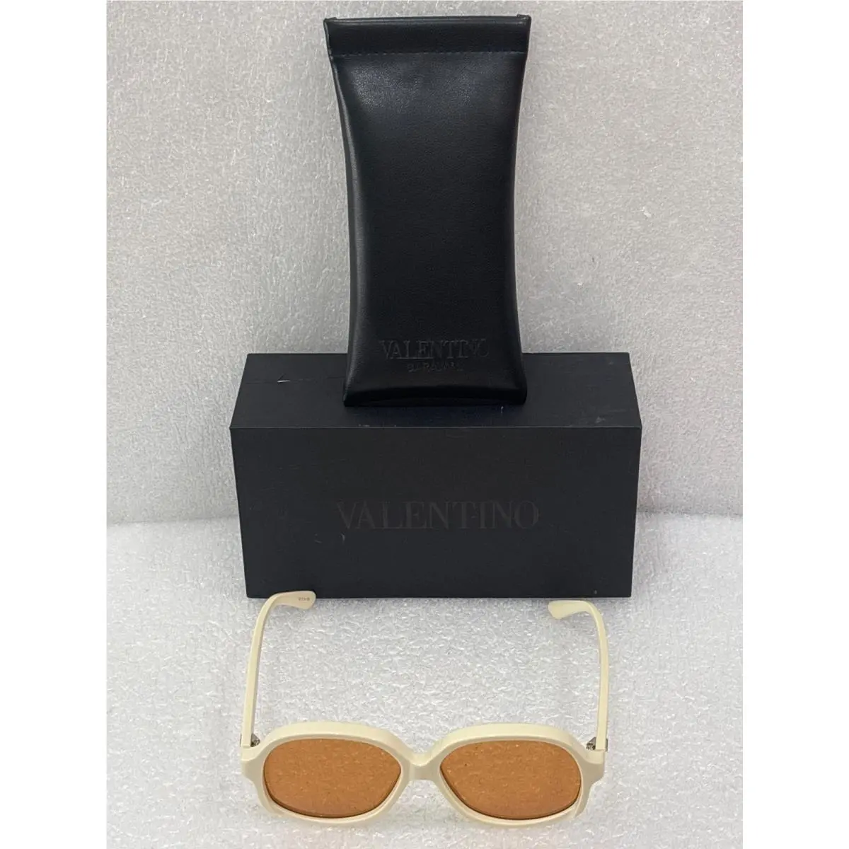 Garavani VLS-177 Cream Frame Orange Tint Lenses Italy by Valentino
