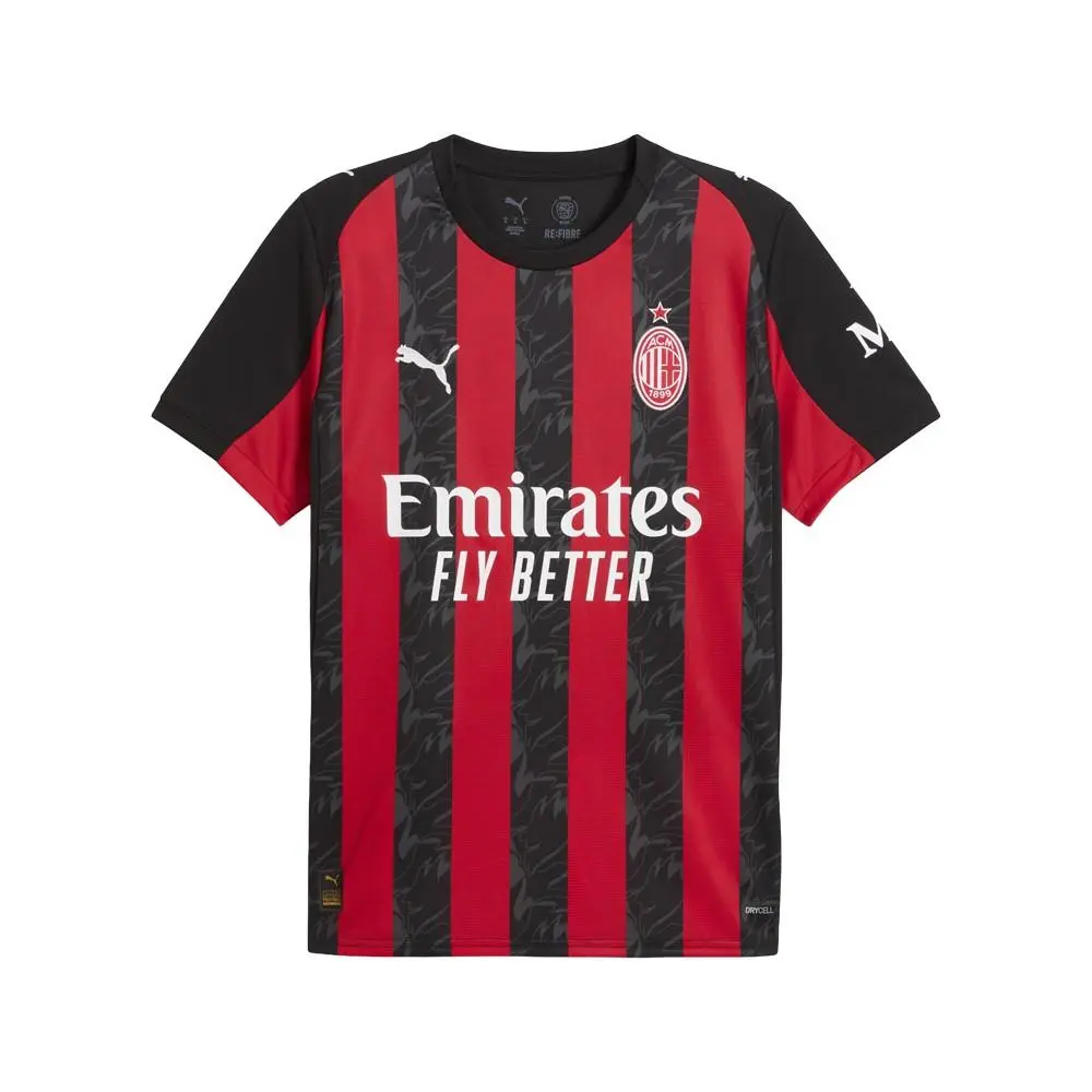 Ac Milan Home Crew Neck Short Sleeve Soccer Jersey Mens Black Red 7799620 by Puma