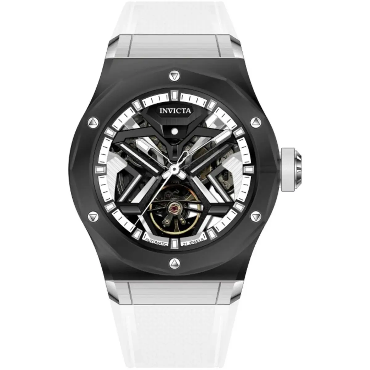 Invicta 70111 Celestial Men`s 45mm Silver Dial Automatic Rubber Watch