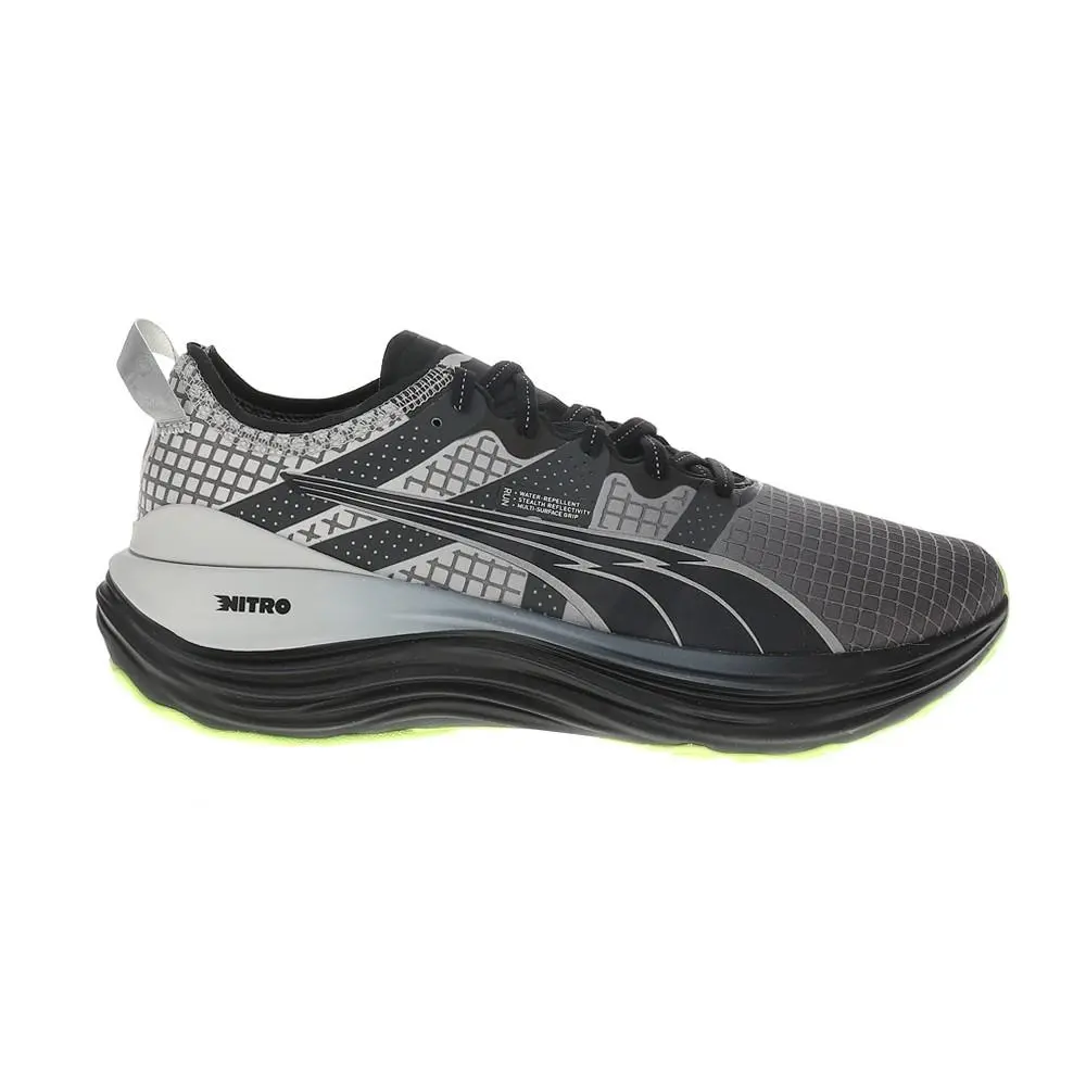 Puma Foreverrun Nitro Water Repellent Running Womens Black Grey Sneakers Athle