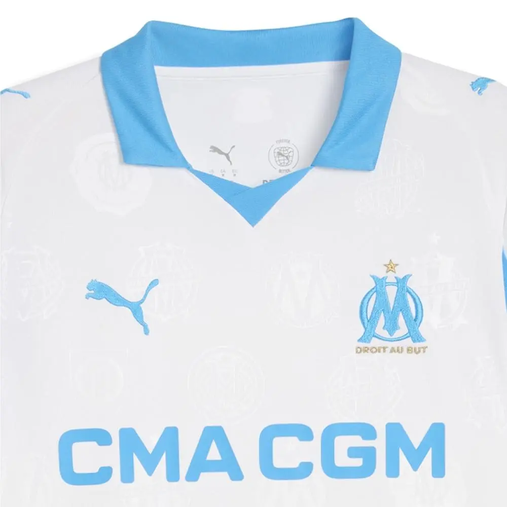 Puma clothing - PUMA Olympique De Marseille Collared Short Sleeve Soccer Jersey 2 - 77980101 - White 3