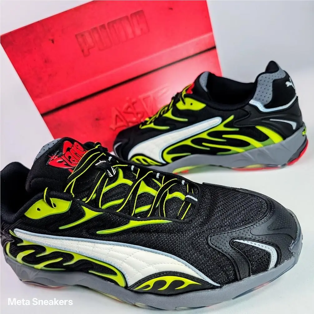 US 11 Men`s Black Red White Lime Asap Rocky Inhale Mesh 402459 01 by Puma
