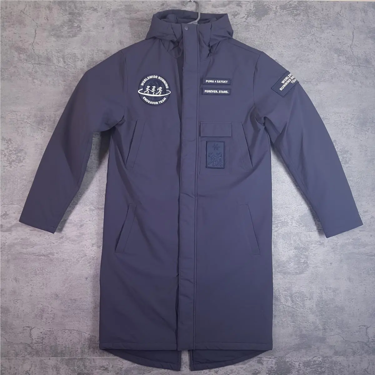 Saysky Worlwide Running Endeavor Team Jacket Mens Small Blue Parka by Puma