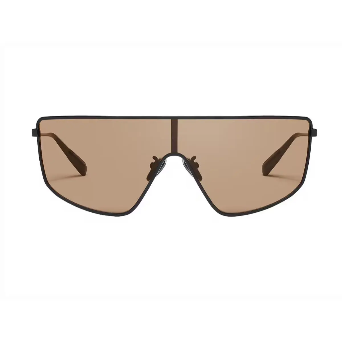 Quay Entourage NO-NS-2438-BLK-TAN- Black Shield Frame/ Tan Brown Lens Sunglasses