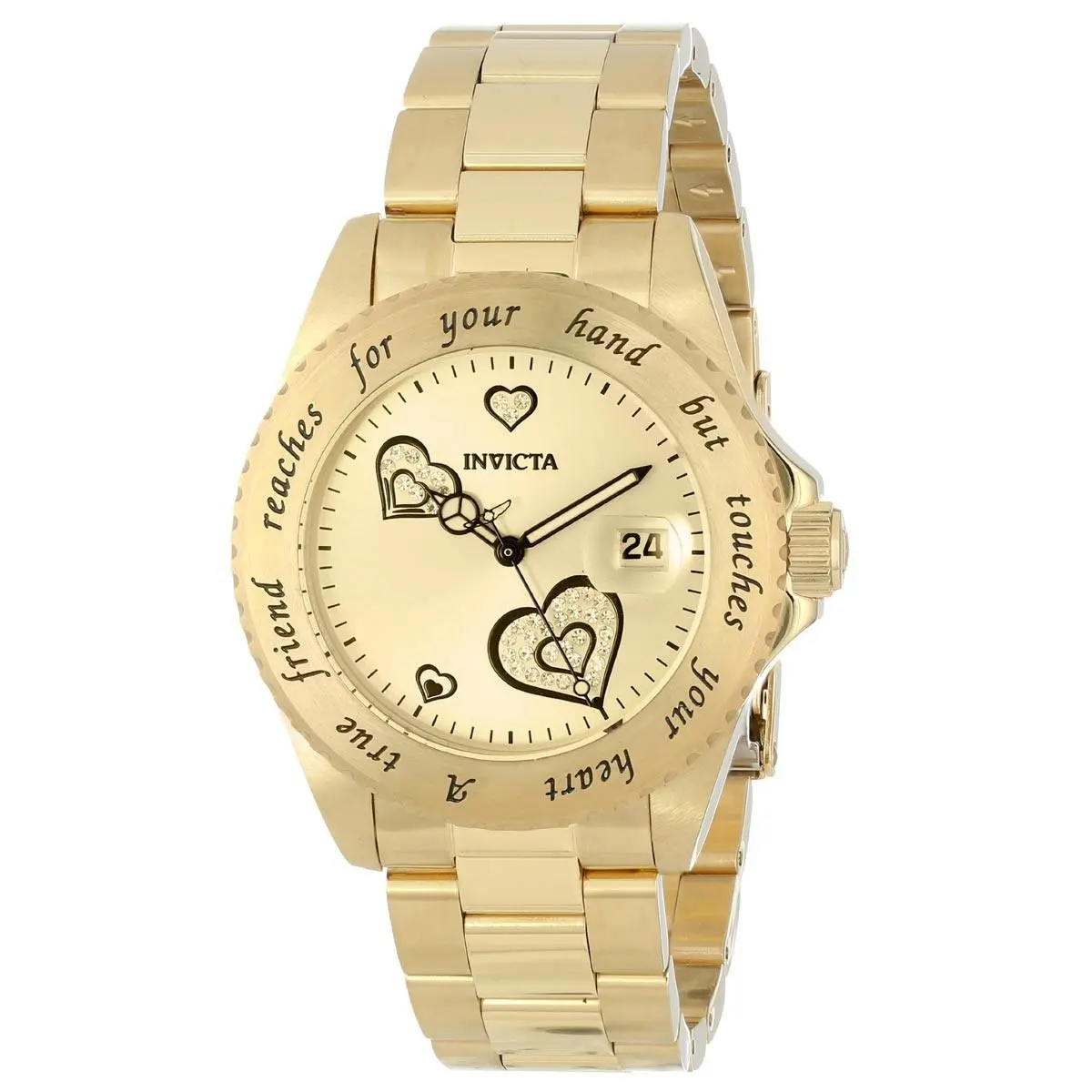 Invicta Women`s Watch Angel True Friend Gold Tone Dial Steel Bracelet 14733
