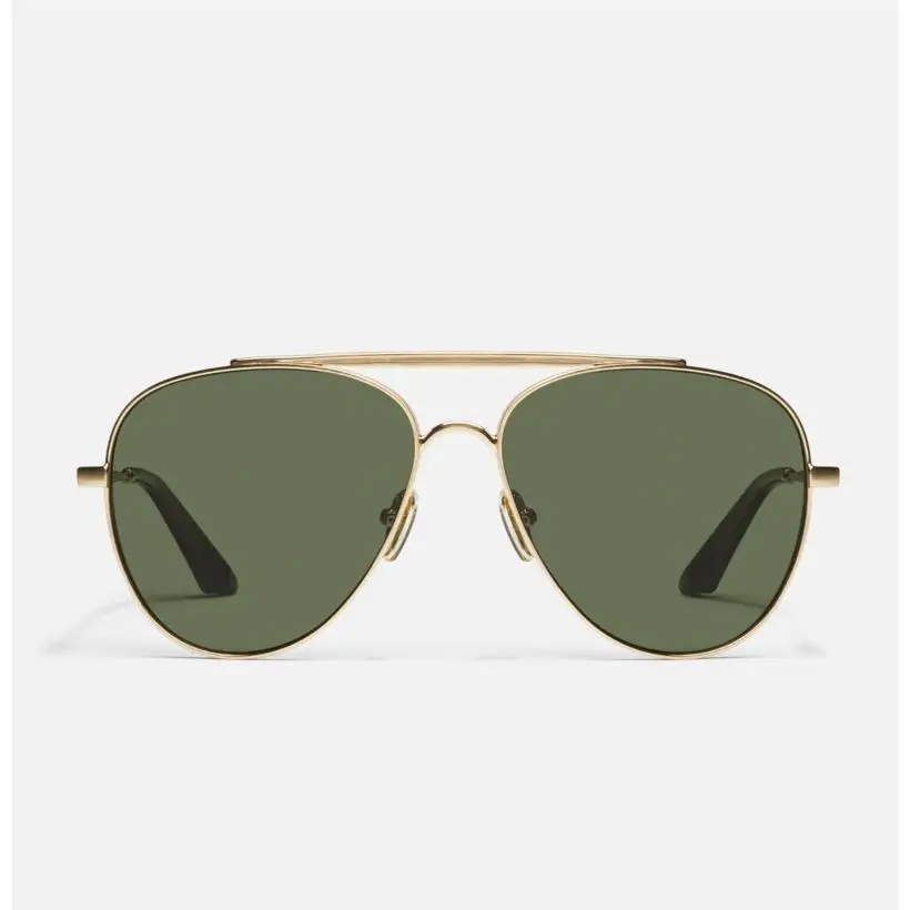 Quay Free Fall Polarized Aviator Sunglasses Gold Frame Green Lens