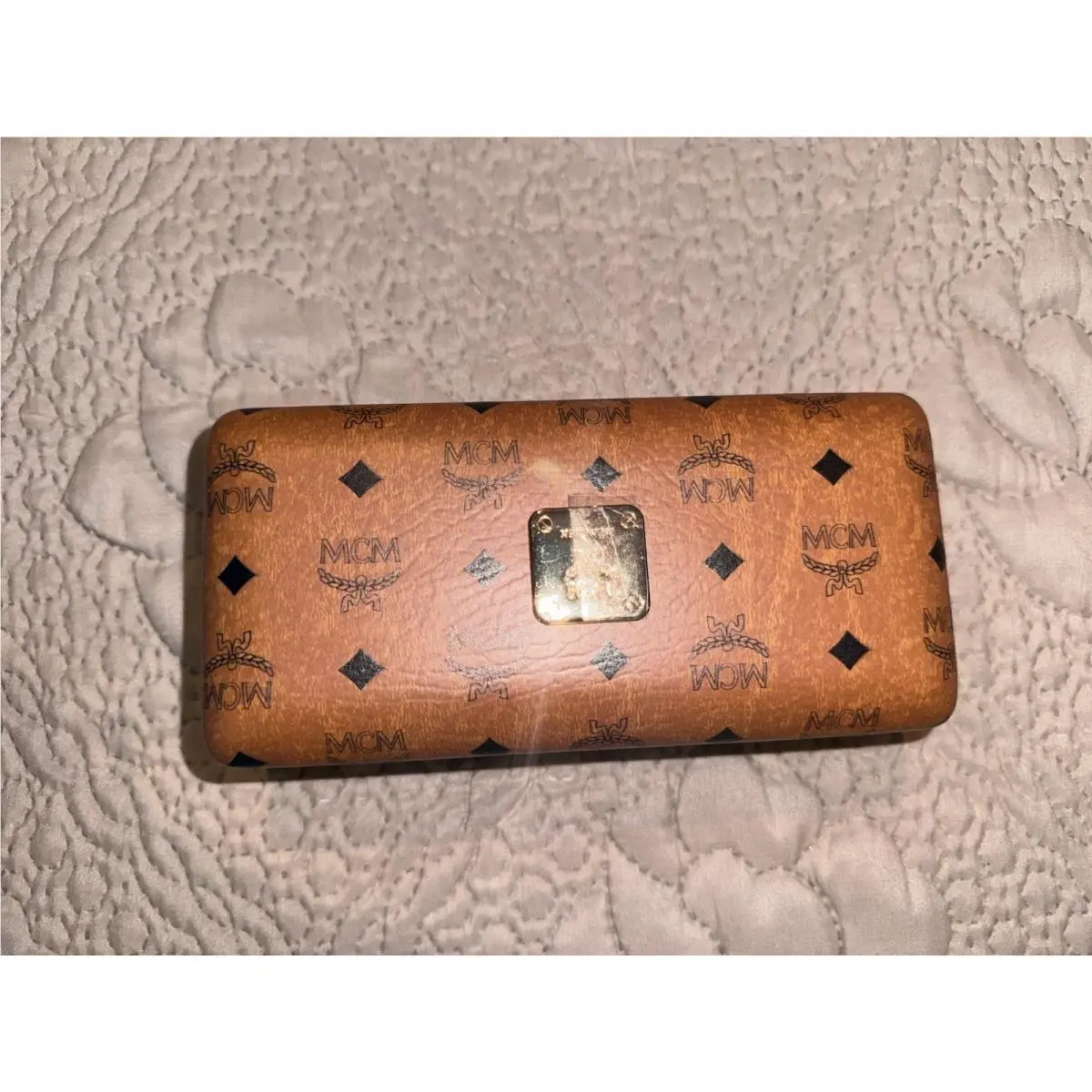 Mcm Cognac Tan Leather Designer Eyewear Case W/cloth Nwot