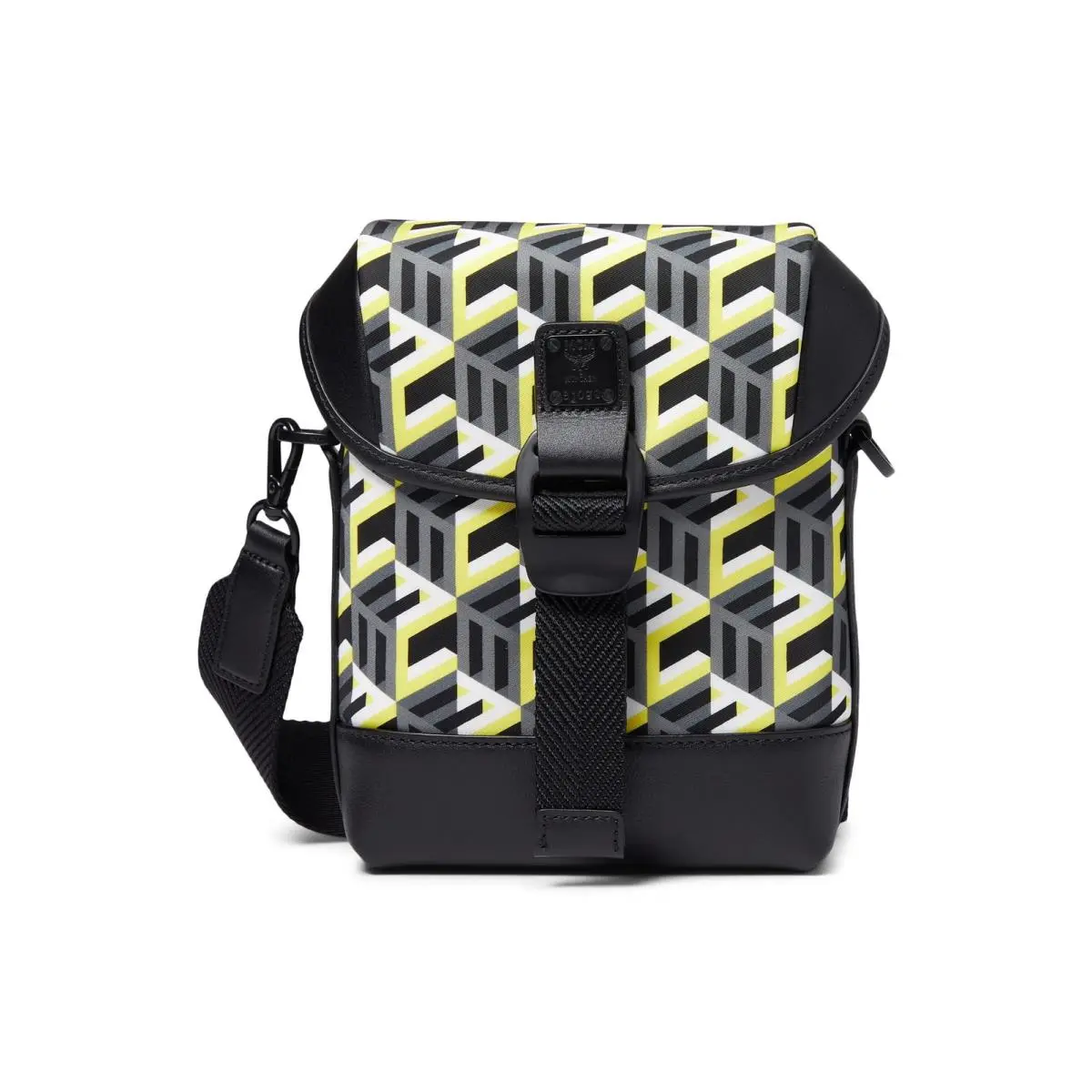 Mcm Cubic Logo Nylon Crossbody Small Yellow One Size