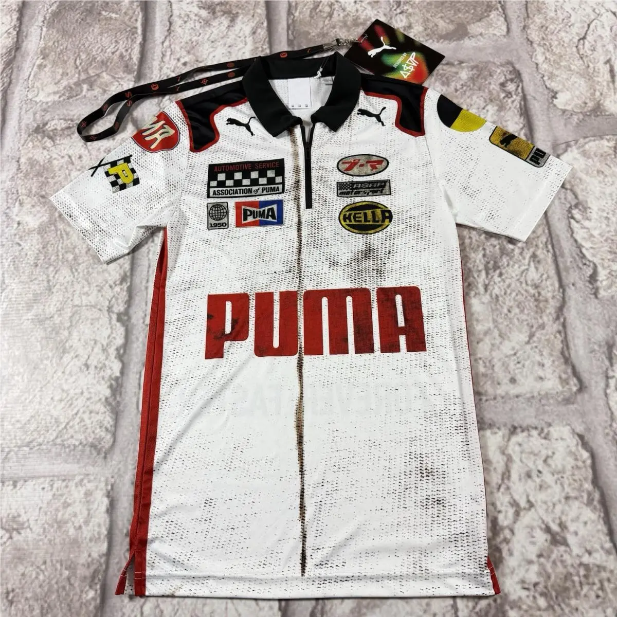 x A$ap Rocky Zip Polo Men’s Xxs Distressed Racing Streetwear by Puma