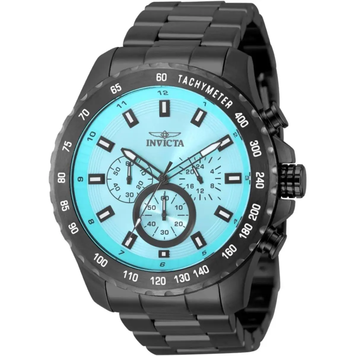 Invicta 50563 Speedway Men`s Watch 48mm Black Steel Tiffany Blue Dial