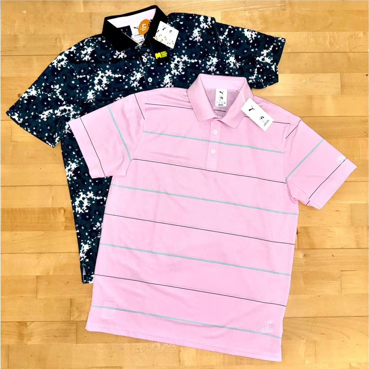 Mens  x Arnold Palmer AP Golf Polo Shirt Lot x 2 - Pink + Floral Sz L by Puma