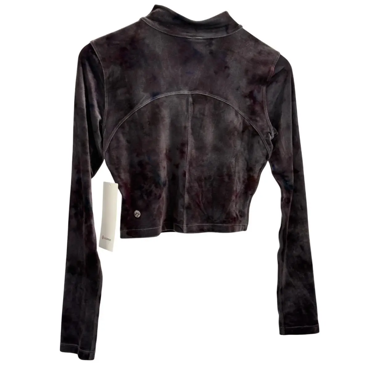 Lululemon Crop Top All Aligned Mock Neck Velour Interstellar Gray Galaxy 6