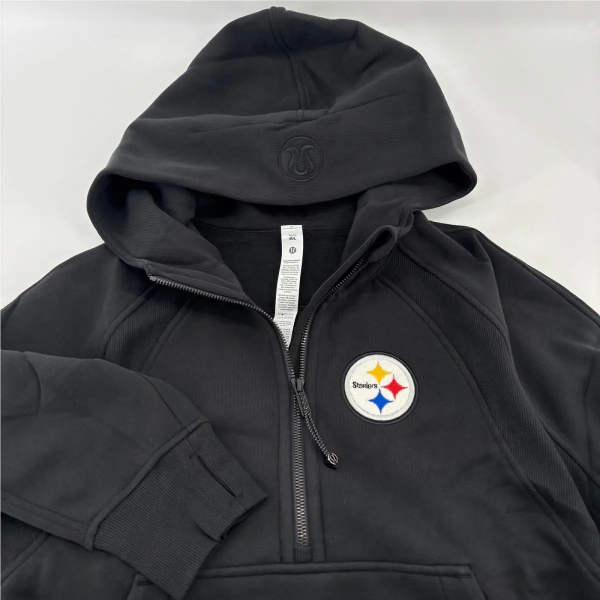 Lululemon Scuba Half Zip Hoodie Women M/l Black Steelers Nfl Tag LW3LK5S
