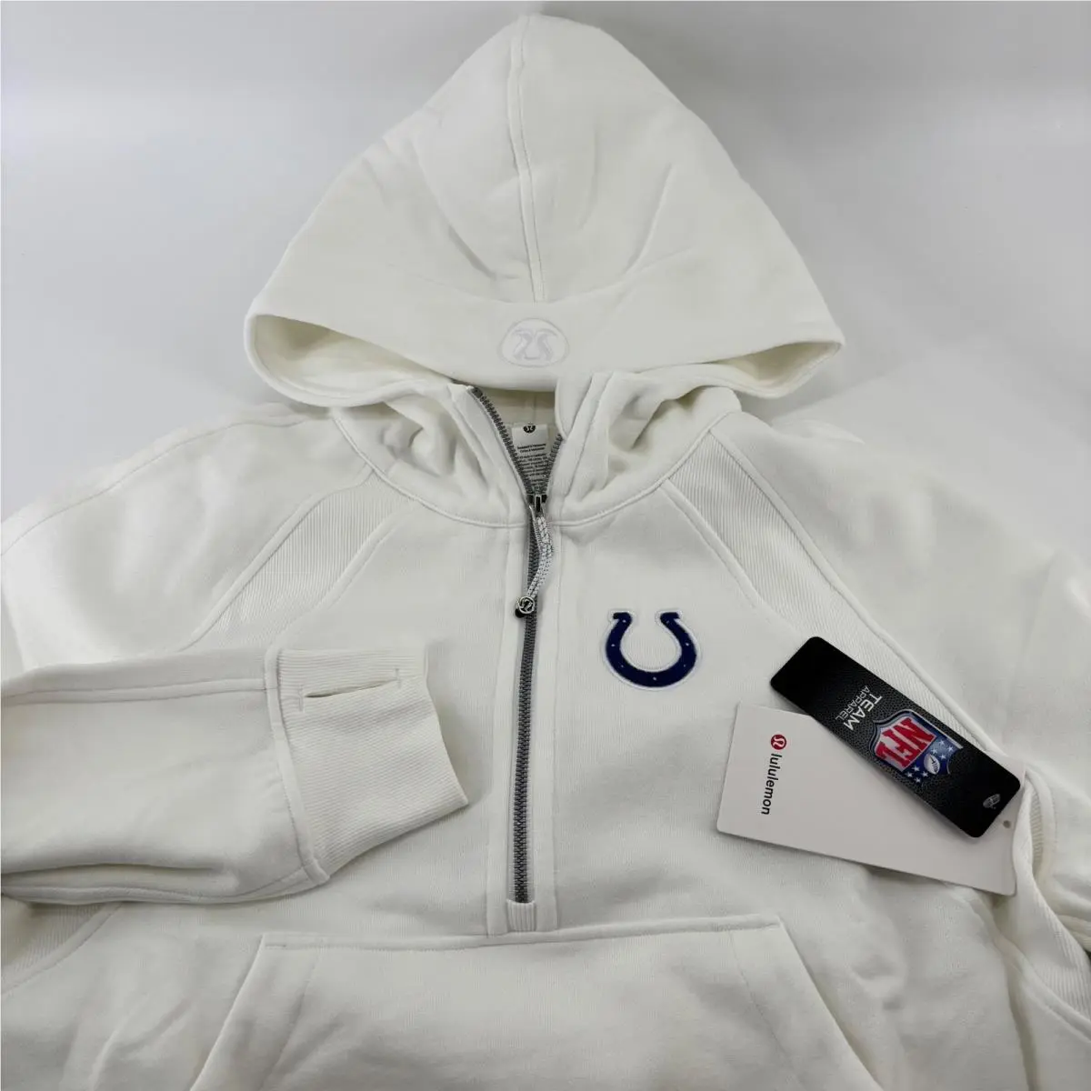 Lululemon Scuba Half-zip Hoodie Women M/l White Colts Nfl
