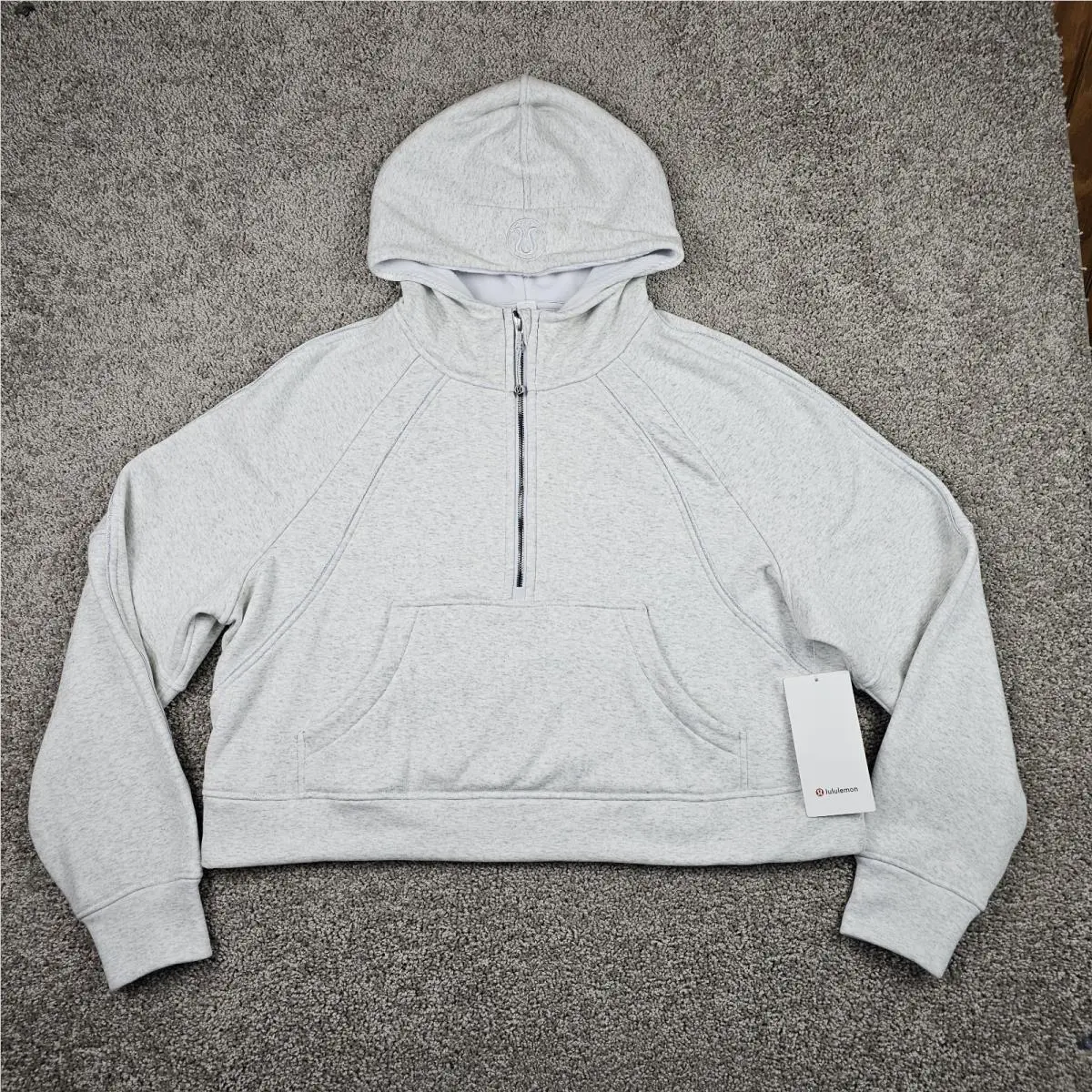 Lululemon Scuba Oversized Half Zip Hoodie Plush XL Xxl Heathered Alpine White