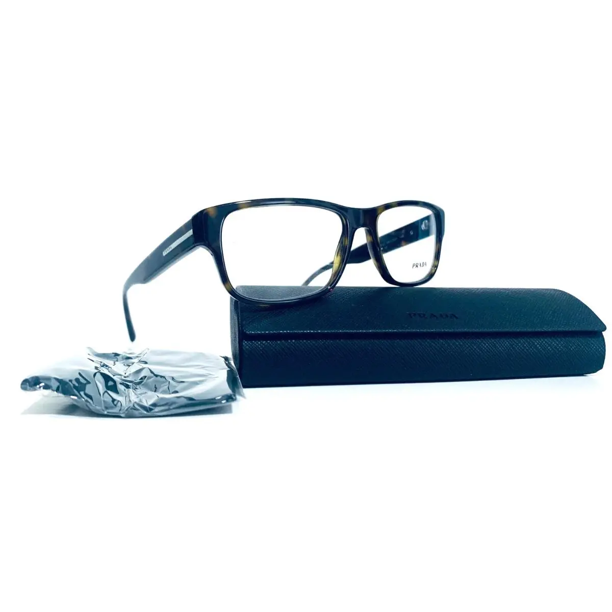 Prada Vpr 23R 2AU-1O1 Dark Havana Brown Rectangular Eyeglasses 56-17-145MM Italy