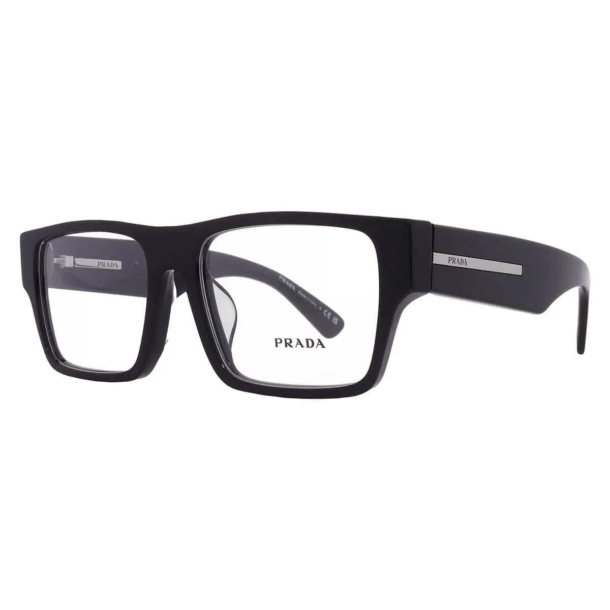 Demo Square Men`s Eyeglasses PR A08VF 16K1O1 55 PR A08VF 16K1O1 55 by Prada