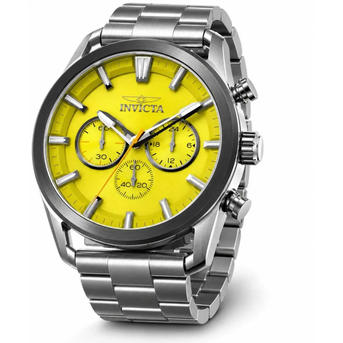 Invicta 50432 Speedway Men`s 45mm Quartz Gunmetal Steel Yellow Dial Watch