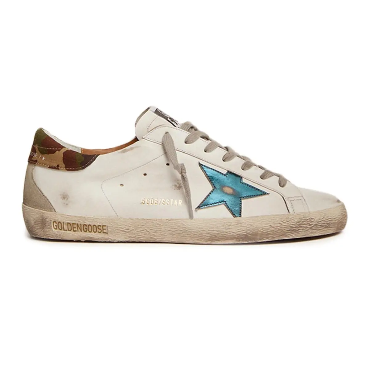 D4191 Men`s White Leather Super Star Lace Up Sneakers Size EU 40 by Golden Goose