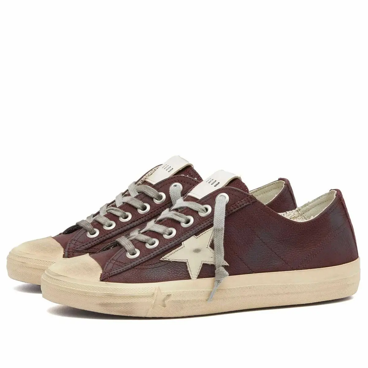 D4190 Women`s V-star 2 Leather Sneaker in Red Wine/sand Size 40 by Golden Goose