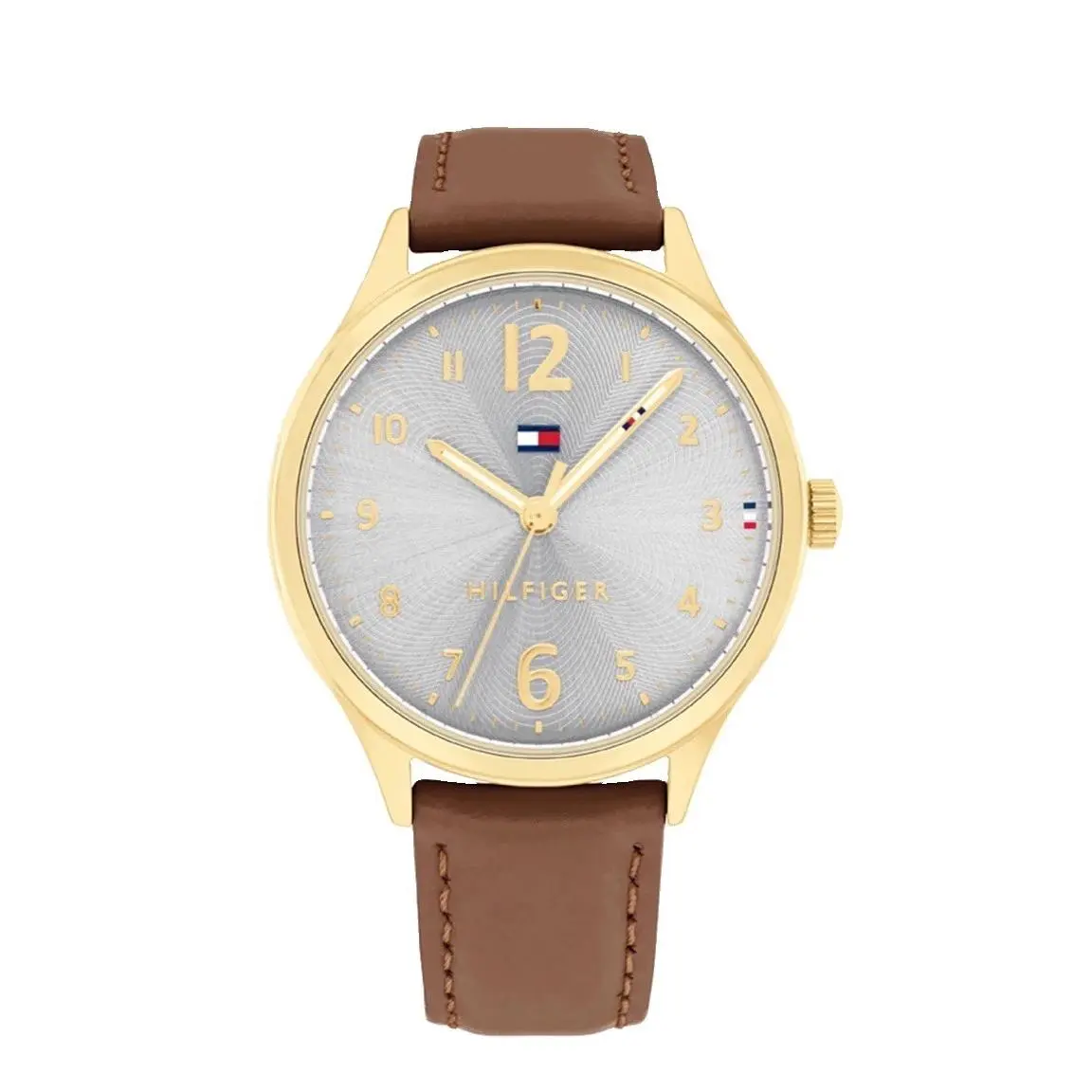 Tommy Hilfiger Women’s Watch Silver Dial Brown Leather Band 38mm 1781802