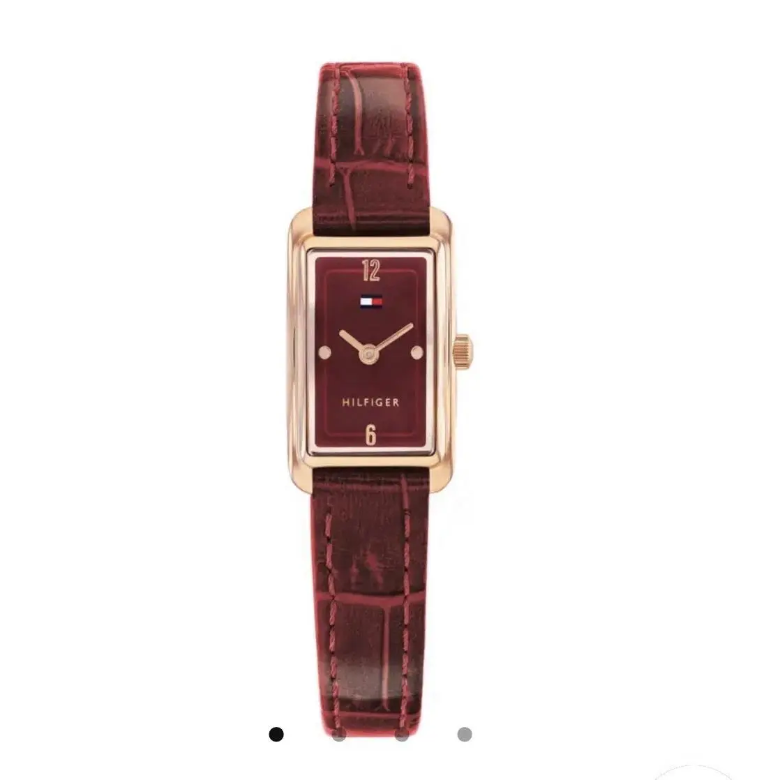 Tommy Hilfiger Womens Watch Red Rectangle Dial Red Leather Strap 1782849