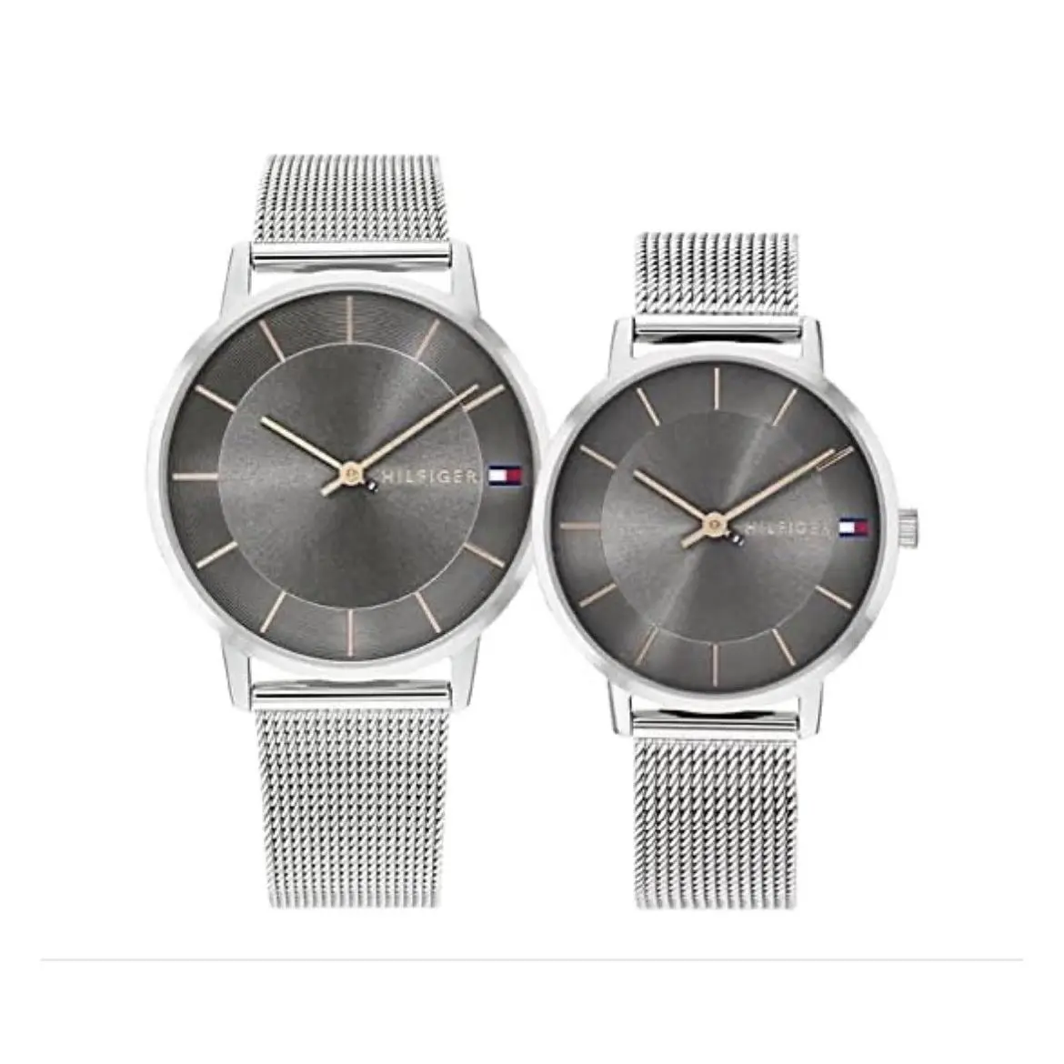 Men’s Ladies Watch Box Set Silver Band Gray Dial 1770017 by Tommy Hilfiger
