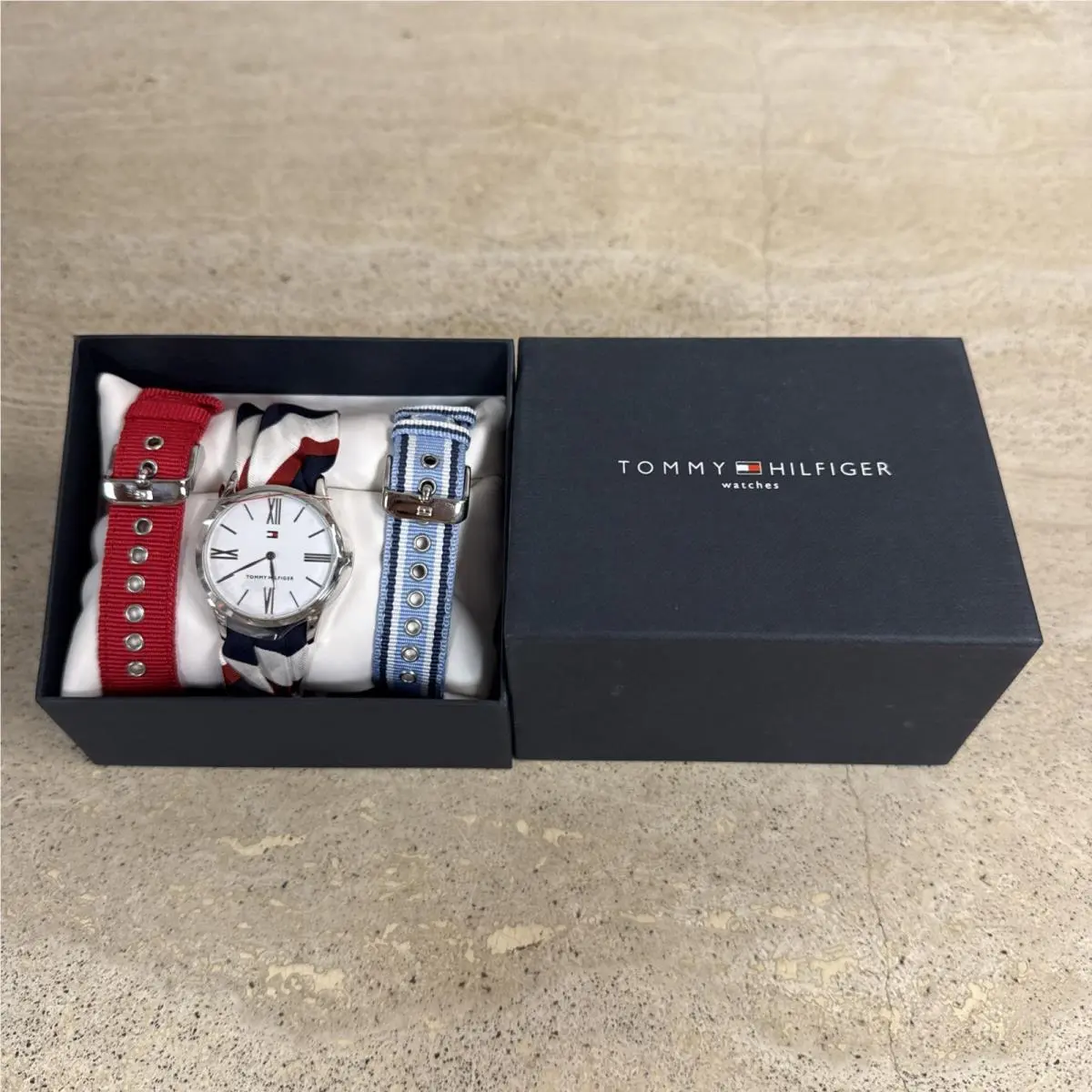 Silver Watch W/ 3 Bands F80177 by Tommy Hilfiger