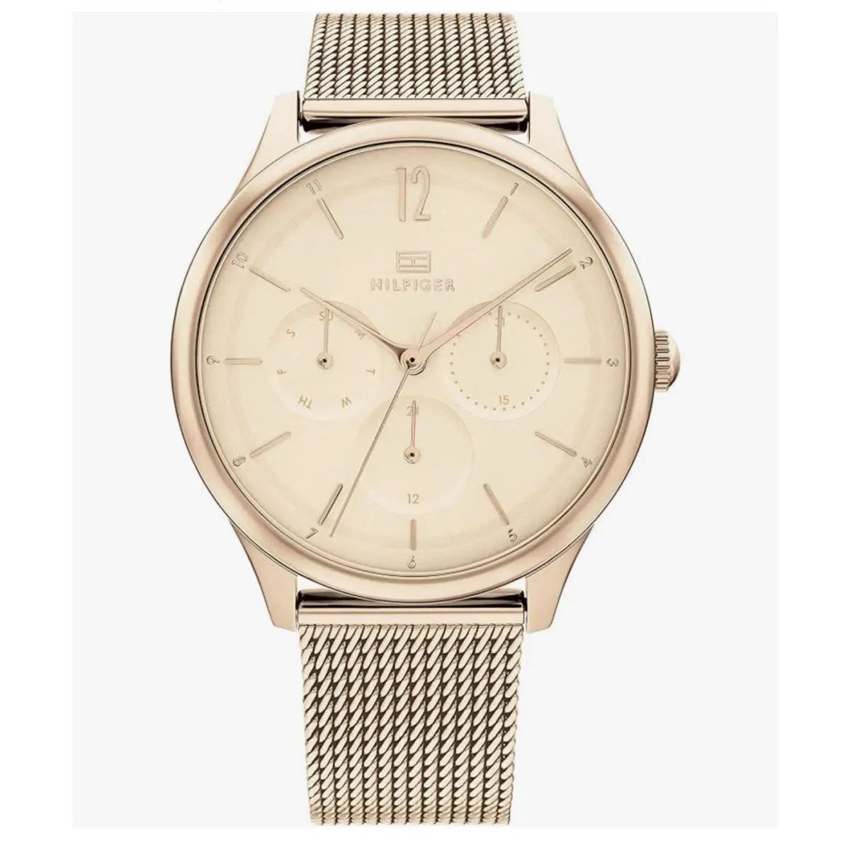 Tommy Hilfiger Women’s Rose Gold Watch Rose Dial and Mesh Band 38mm 1782457