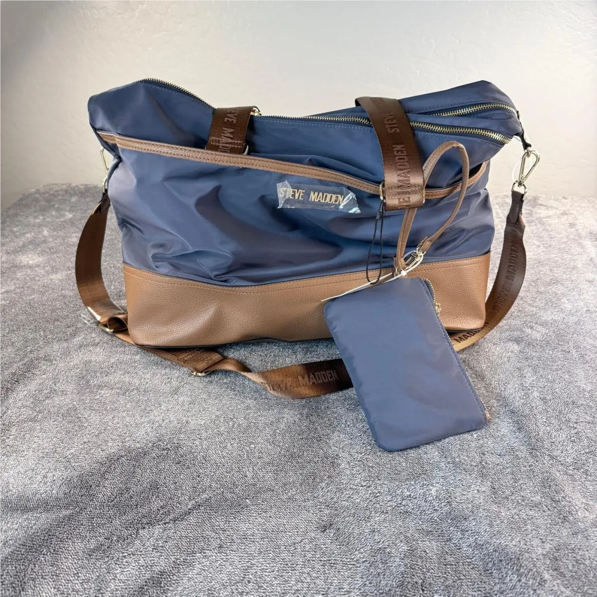 Bcalypso Navy Blue Two Tone Overnighter Bag by Steve Madden