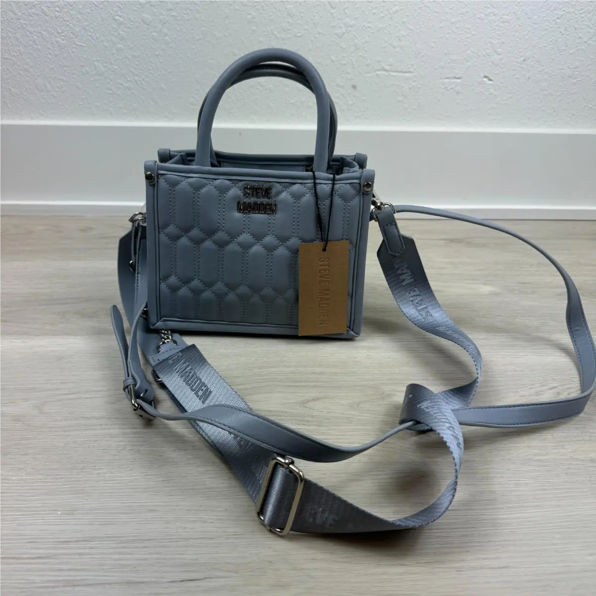 Bniko Quilted Crossbody Purse Bag Basalt Grey Guitar Strap by Steve Madden