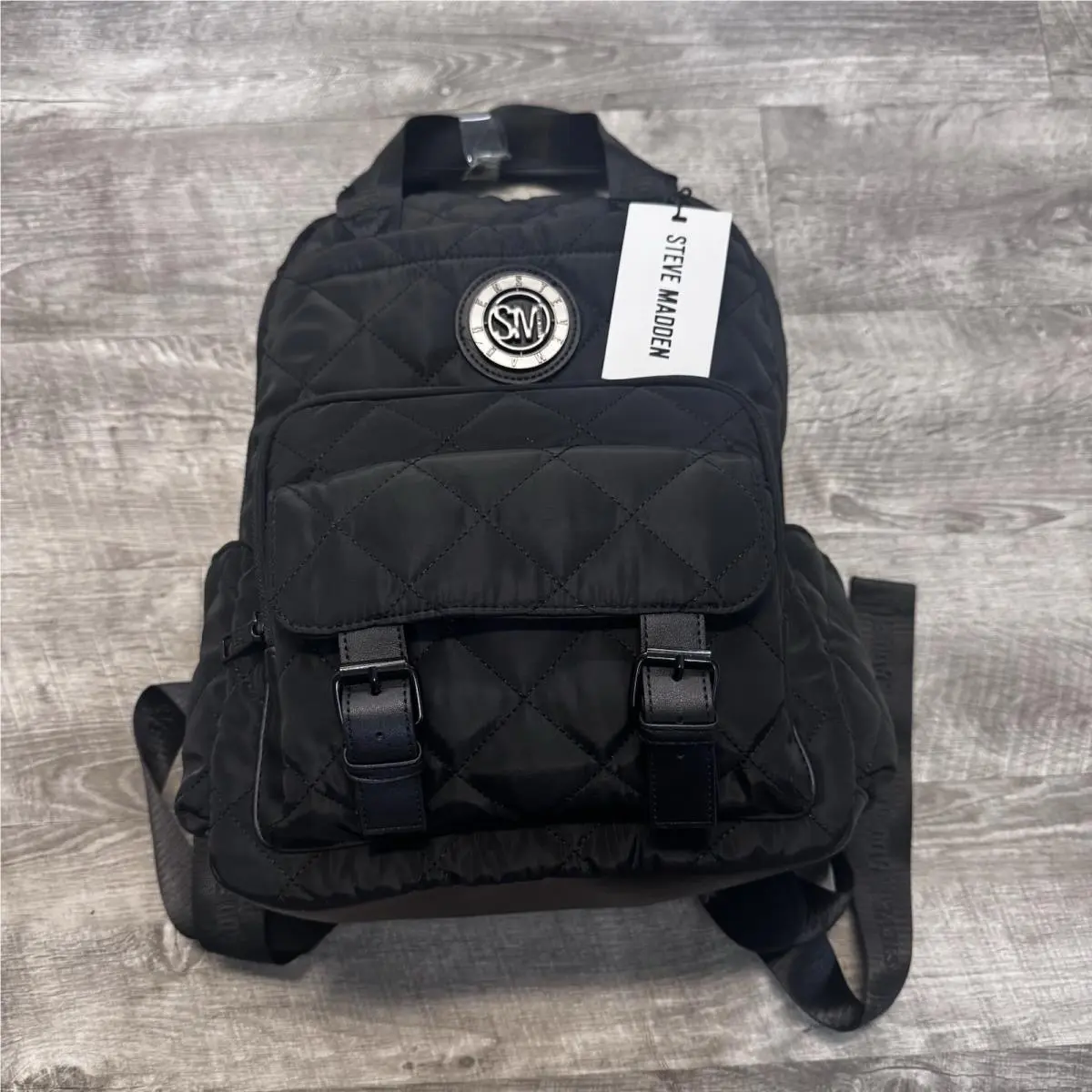 Steve Madded Bgoldie Black Quilted Backpack by Steve Madden