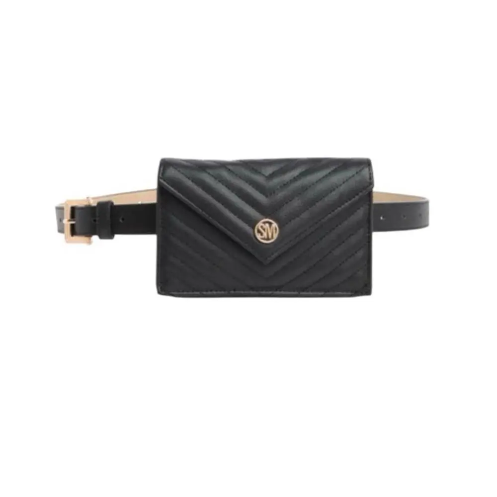 Women`s Black Quilted Belt Bag Gifts Stocking Stuffer Classic by Steve Madden
