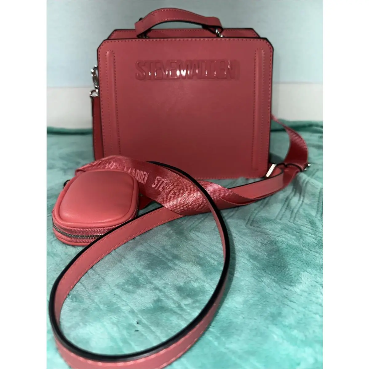 Bevelyn Sunset Coral Satchel Pink by Steve Madden