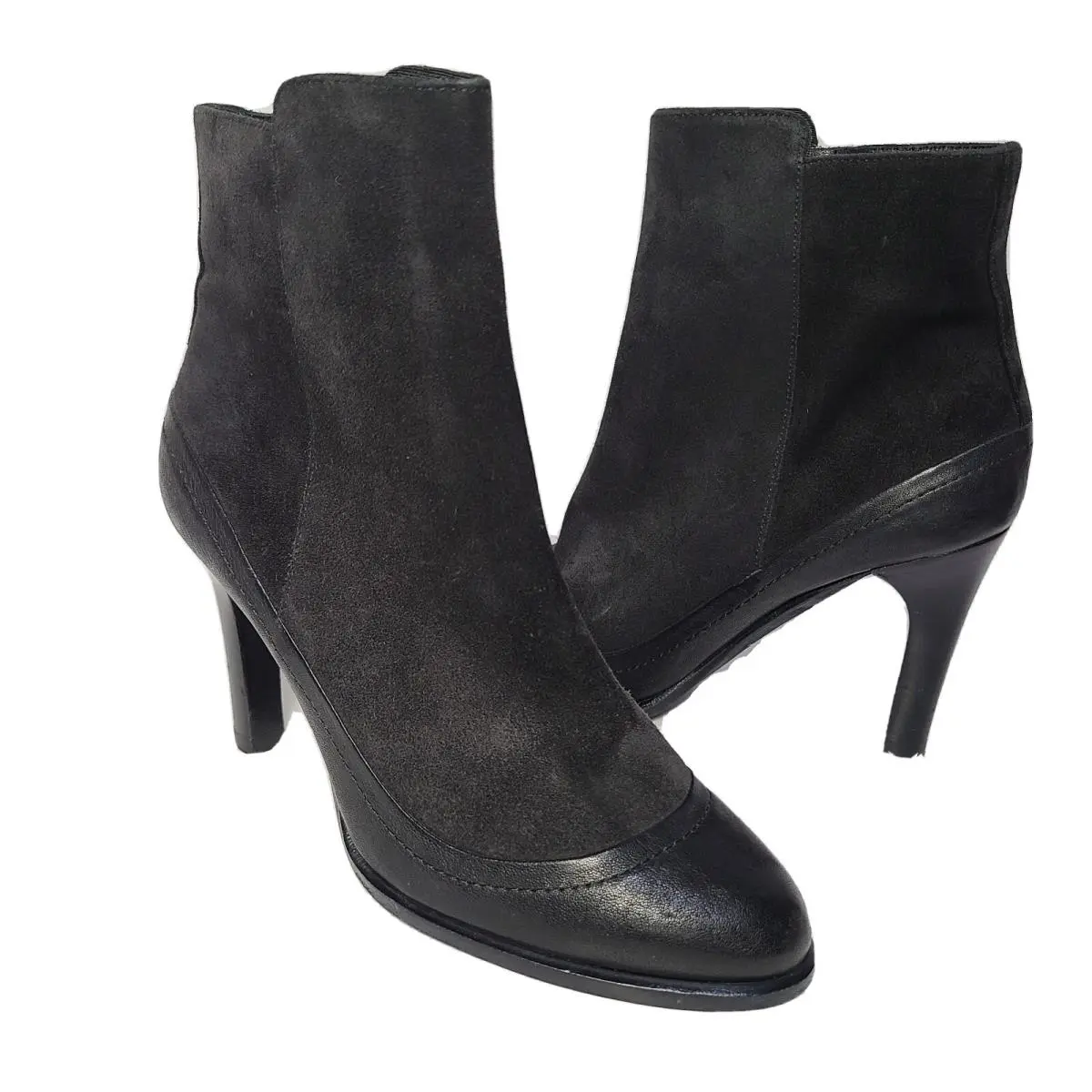 Rag Bone Boots Women Ankle Black Suede Leather Zipper Heel Albion sz 7-7.5