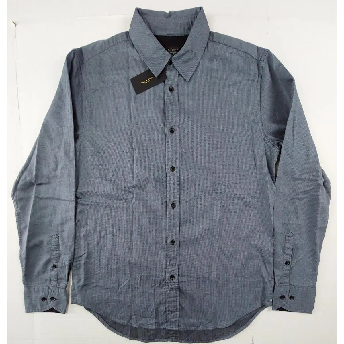 Rag Bone Tomlin Stretch Dobby Raglan Shirt Mens Size Medium Blue