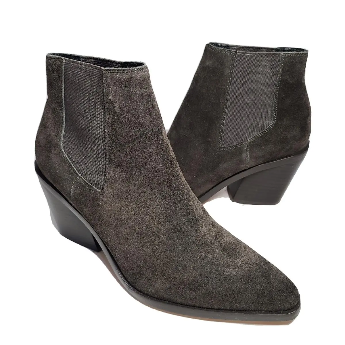 Rag Bone Razor Women`s Ankle Boots Dark Gray Suede Western Booties 7.5
