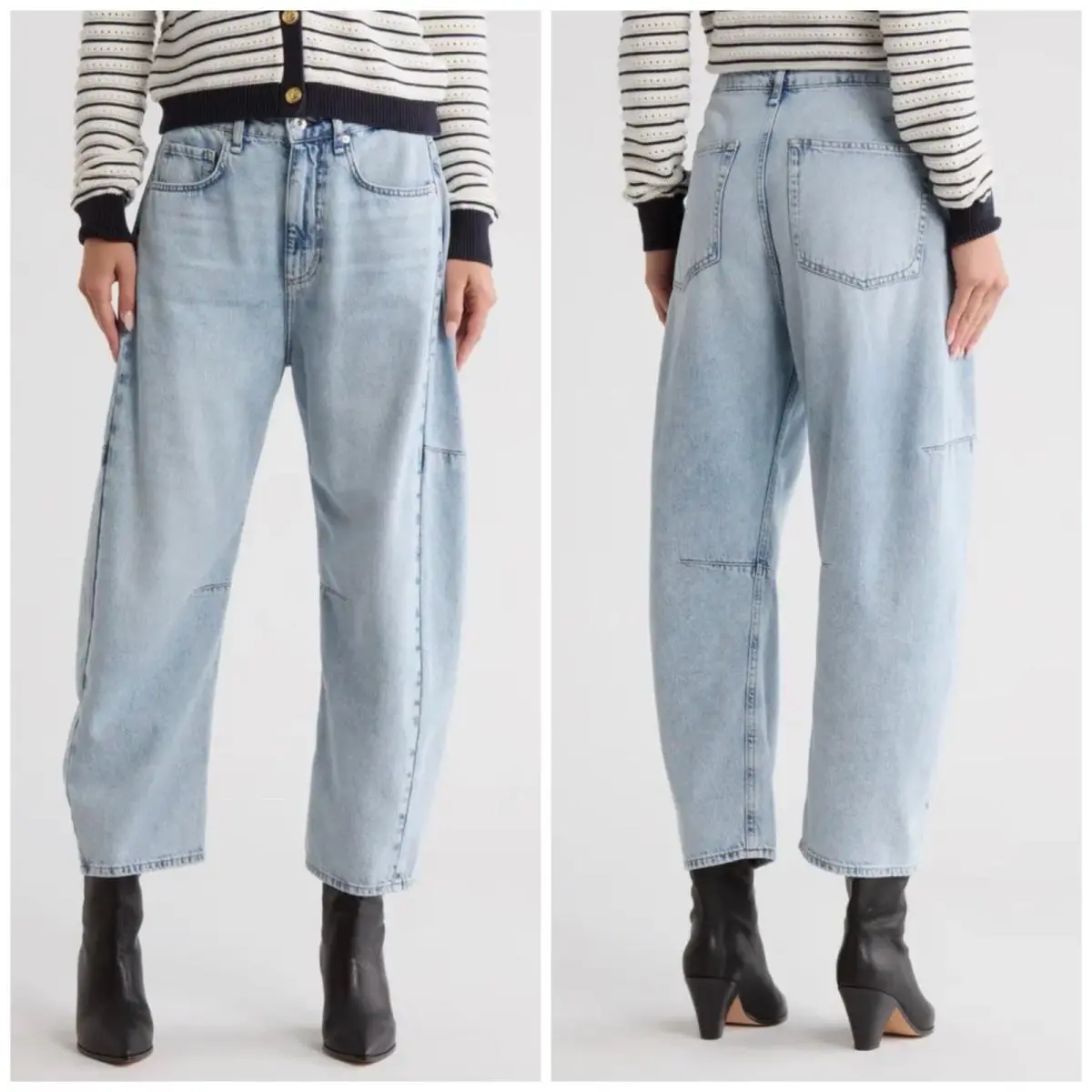 Rag Bone The Chase High Rise Barrel Jeans In Bloomfield Size: 33