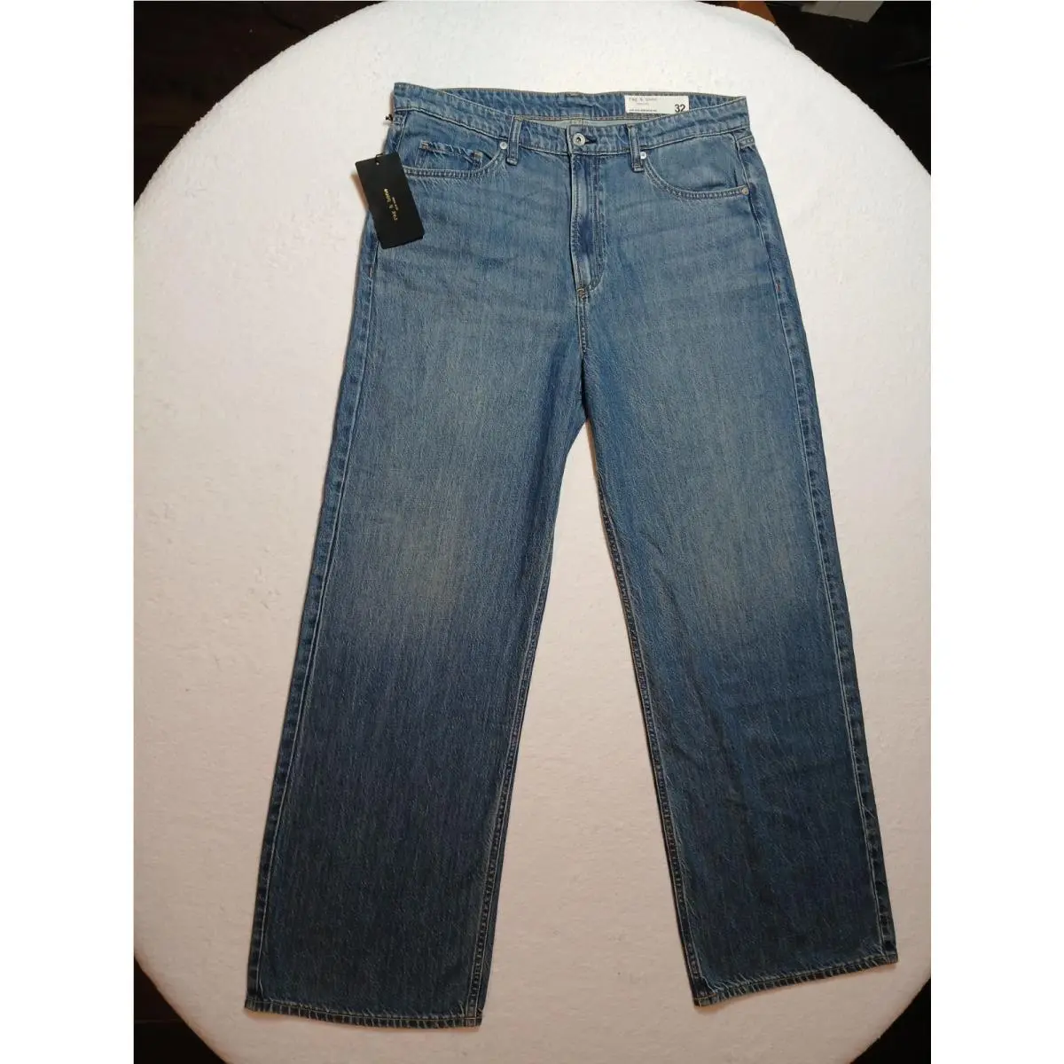 Rag Bone High Rise Wide Leg Jeans Size 32 Medium Wash Denim Premium