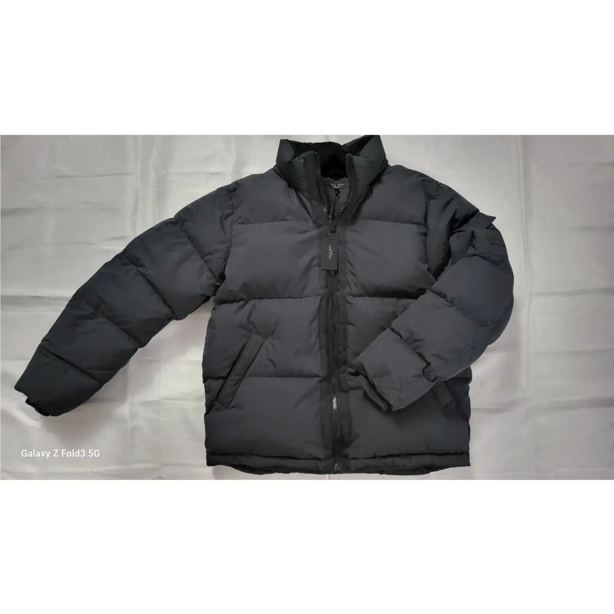 Rag Bone York Men`s Daniel Quilted Down Puffer Black Jacket Size M