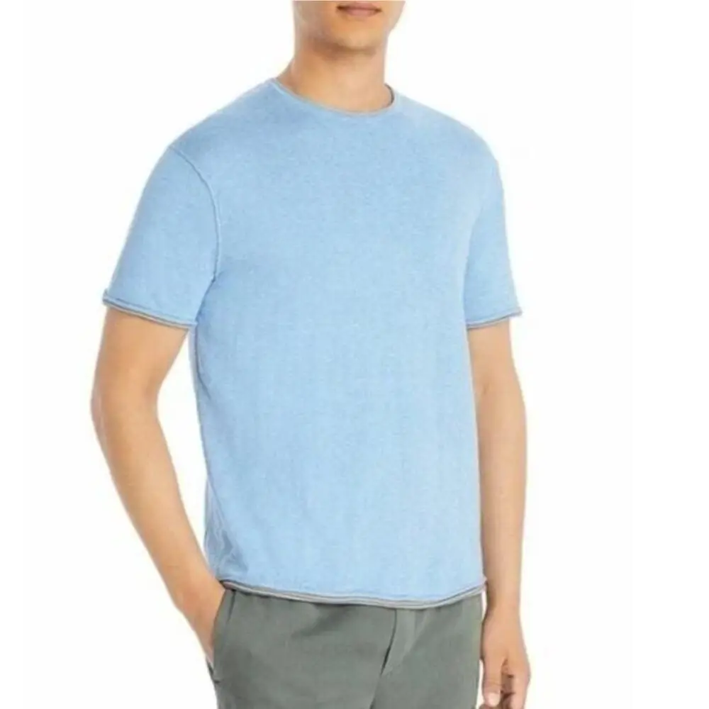 Rag Bone Palmer Blue Reversible Cotton Knit Short Sleeve Crewneck Sweater Xxl by Rag & Bone